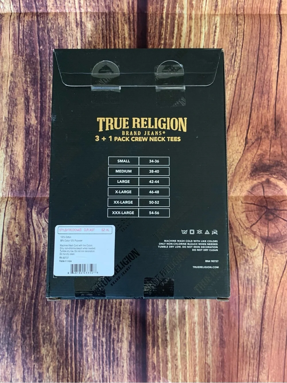 NIB True Religion Men's Short Sleeve Crew Neck 3+1 Pack White T-Shirts Size: XL